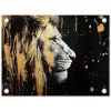 Portret - Leeuw - Abstract - Goud tuinposter los doek klein -3d