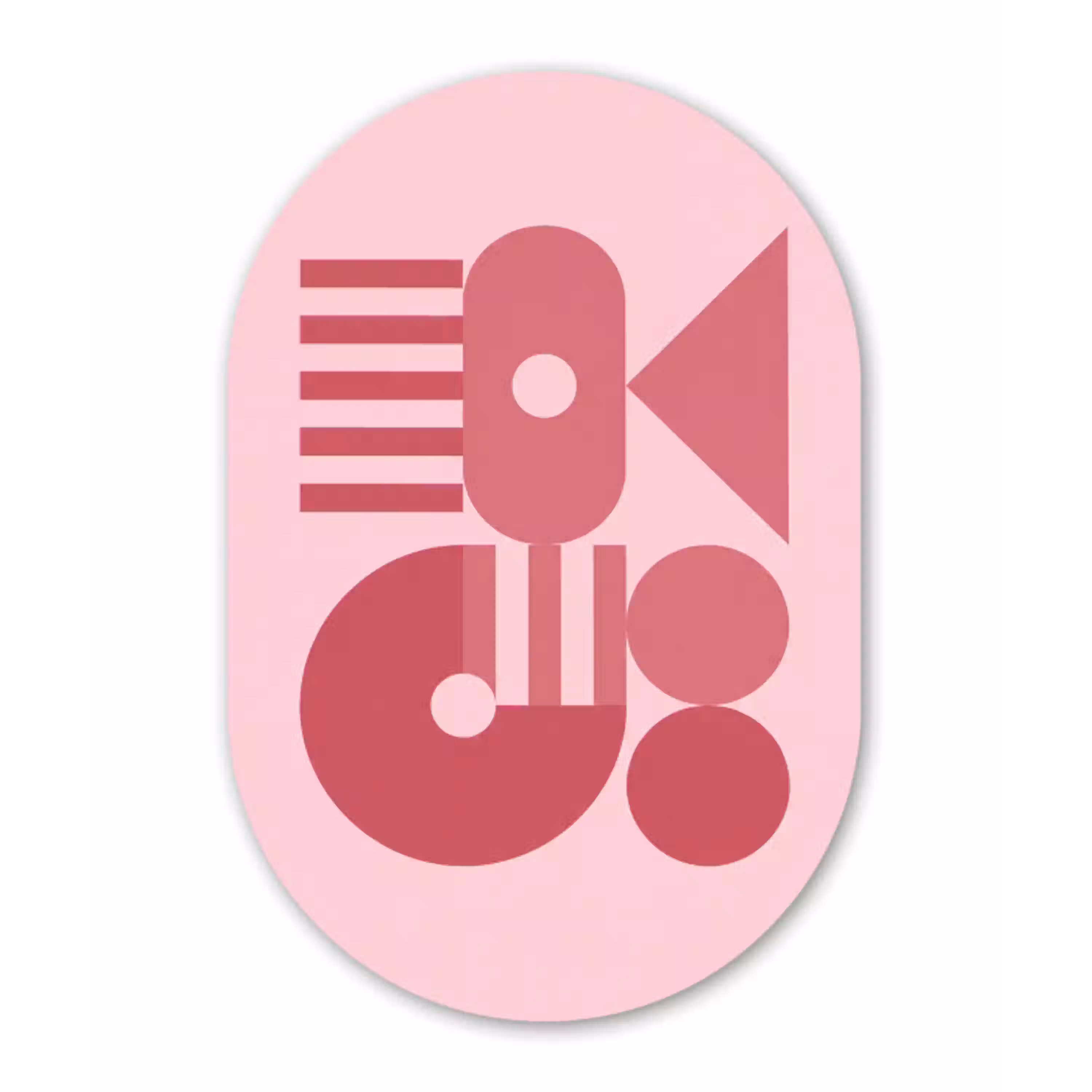 Abstract - Geometrisch - Vormen - Roze Wandcirkel Ovaal Aluminium middel -3d