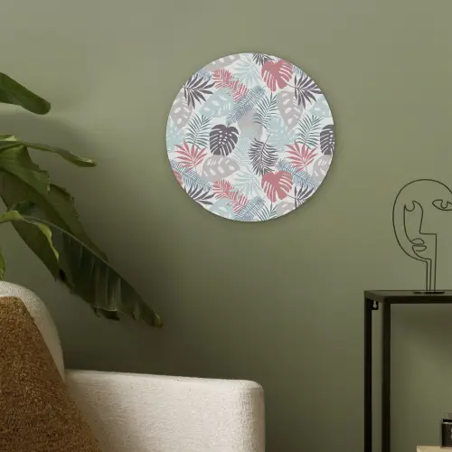 Bladeren - Jungle - Pastel - Tropisch Akoestische PET Vilt - Rond klein -sfeer2
