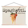 Spaghetti - tomatensaus - Parmezaanse kaas textielposter latten blank klein -3d