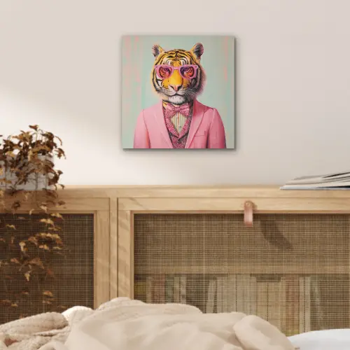 Tijger - Strik - Jasje - Roze aluminium wit klein -sfeer3