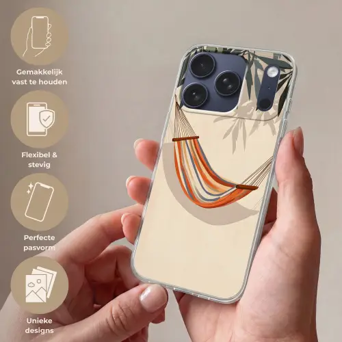 Hangmat - Kleurrijk - Bladeren - Schaduw Telefoonhoesje iPhone 17 Pro klein -sfeer3_NL