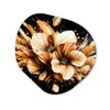 Bloemen - Goud - Graffiti - Zwart - Abstract Wandcirkel Organisch Plexiglas middel -3d