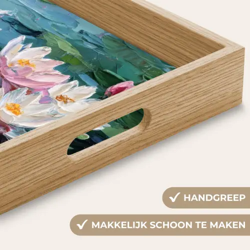 Waterlelies - Bloemen - Roze - Water Dienblad Rechthoek middel -USP_HandgreepNL
