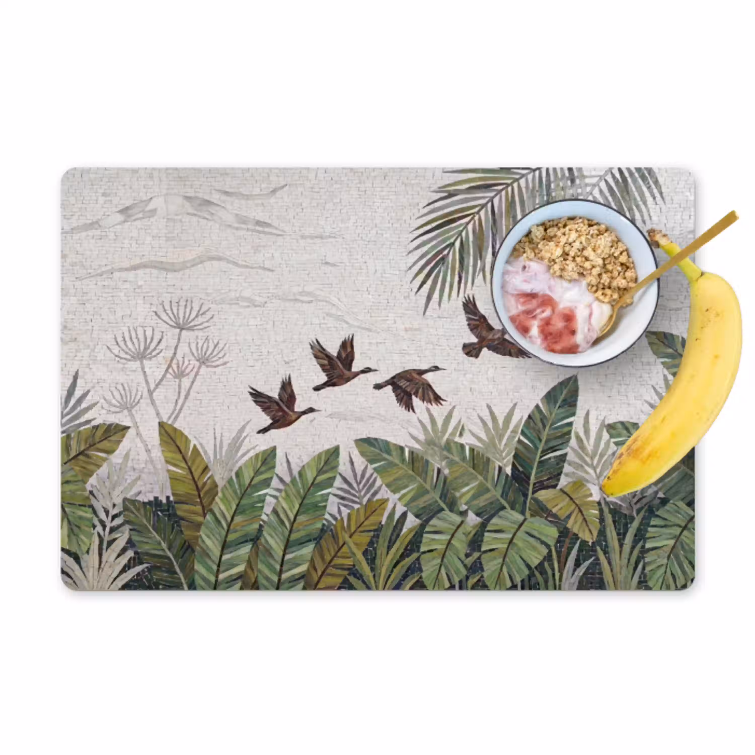 Vogel - Vliegend - Tropisch - Mozaïek - Groen Placemat vinyl groot -zzzproduct_Kitchenyeah-website