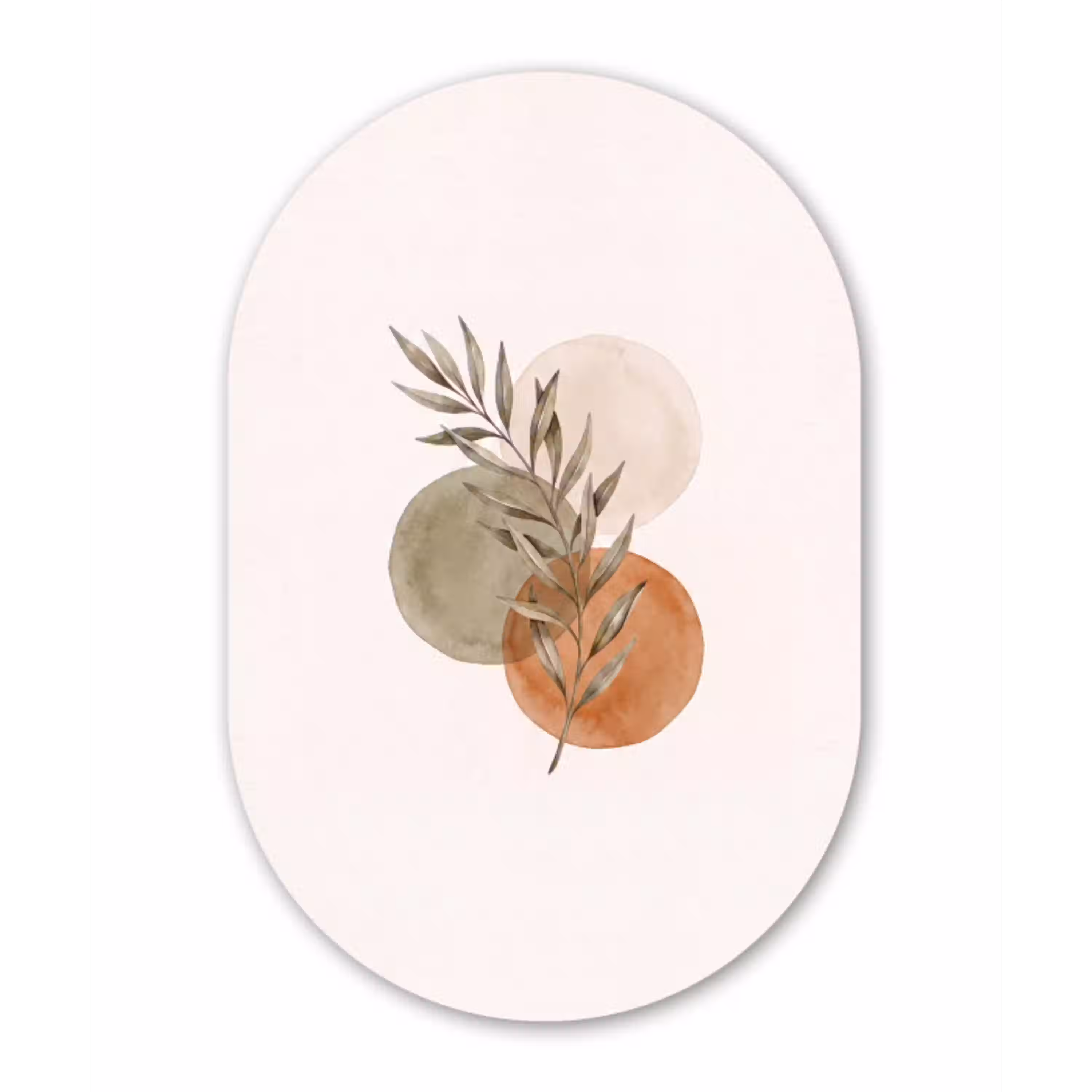 Plant - Cirkels - Abstract Wandcirkel Ovaal Glas middel -3d