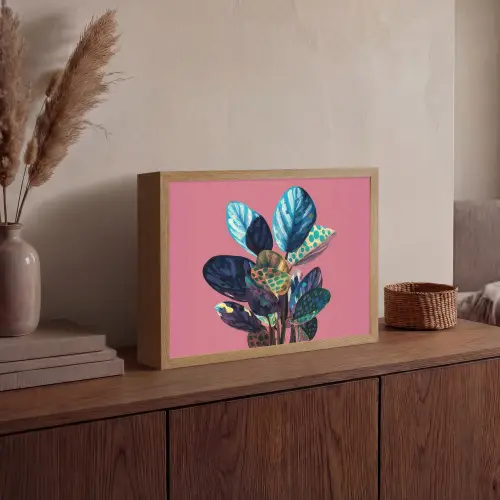 Plant - Bladeren - Stippen - Abstract Light Box met batterij (Wandlamp) middel -sfeer2