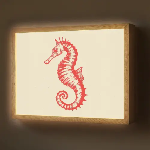 Zeepaardje - Rood - Fijne details Light Box met batterij (Wandlamp) middel -z3d_website