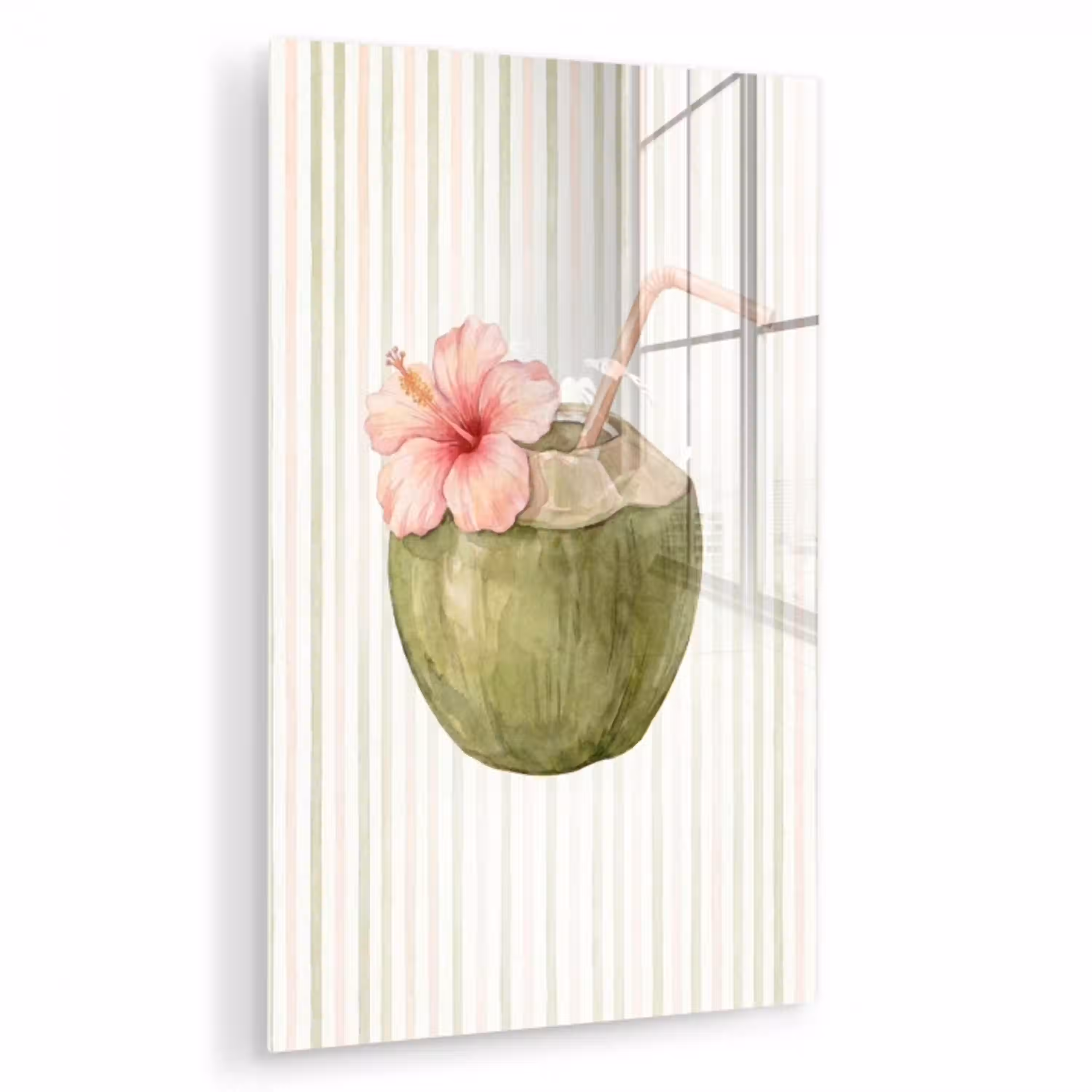 Kokosnoot - Drank - Tropisch - Illustratie - Zomer plexiglas 5mm klein -zzzproduct_nieuw