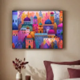 Kleurrijk paradijs - Levendig - Islamitisch Textielframe - compleet frame klein -sfeer1