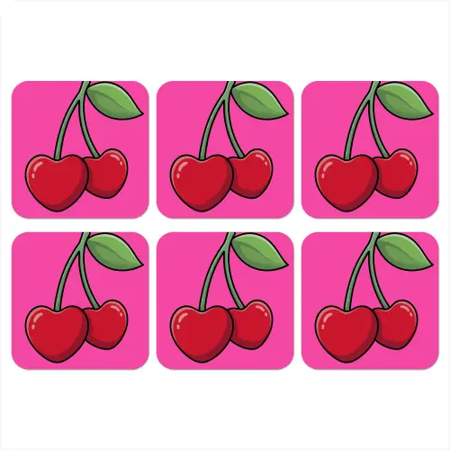 Kers - Roze - Fruit onderzetter kurk middel -3d