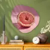 Grapefruit - Roze - Disco - Shiny Wandcirkel Organisch Aluminium middel -sfeer2
