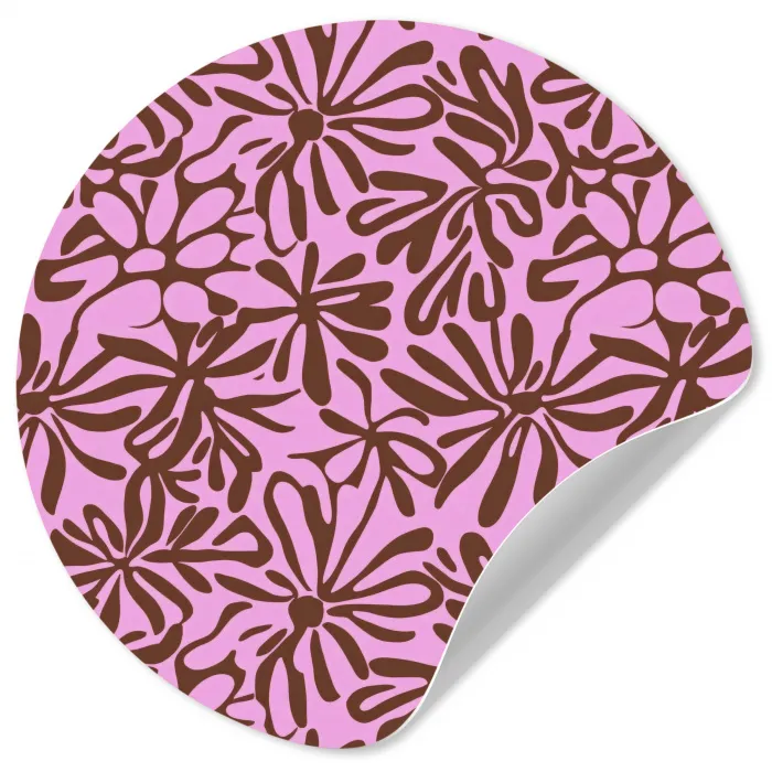 Organisch - Patroon - Roze Wandcirkel behangsticker klein 186 -3d