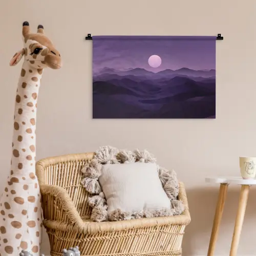 Heuvels - Paars - Mist - Zon Wandkleed katoen klein -wsfeer5_kind