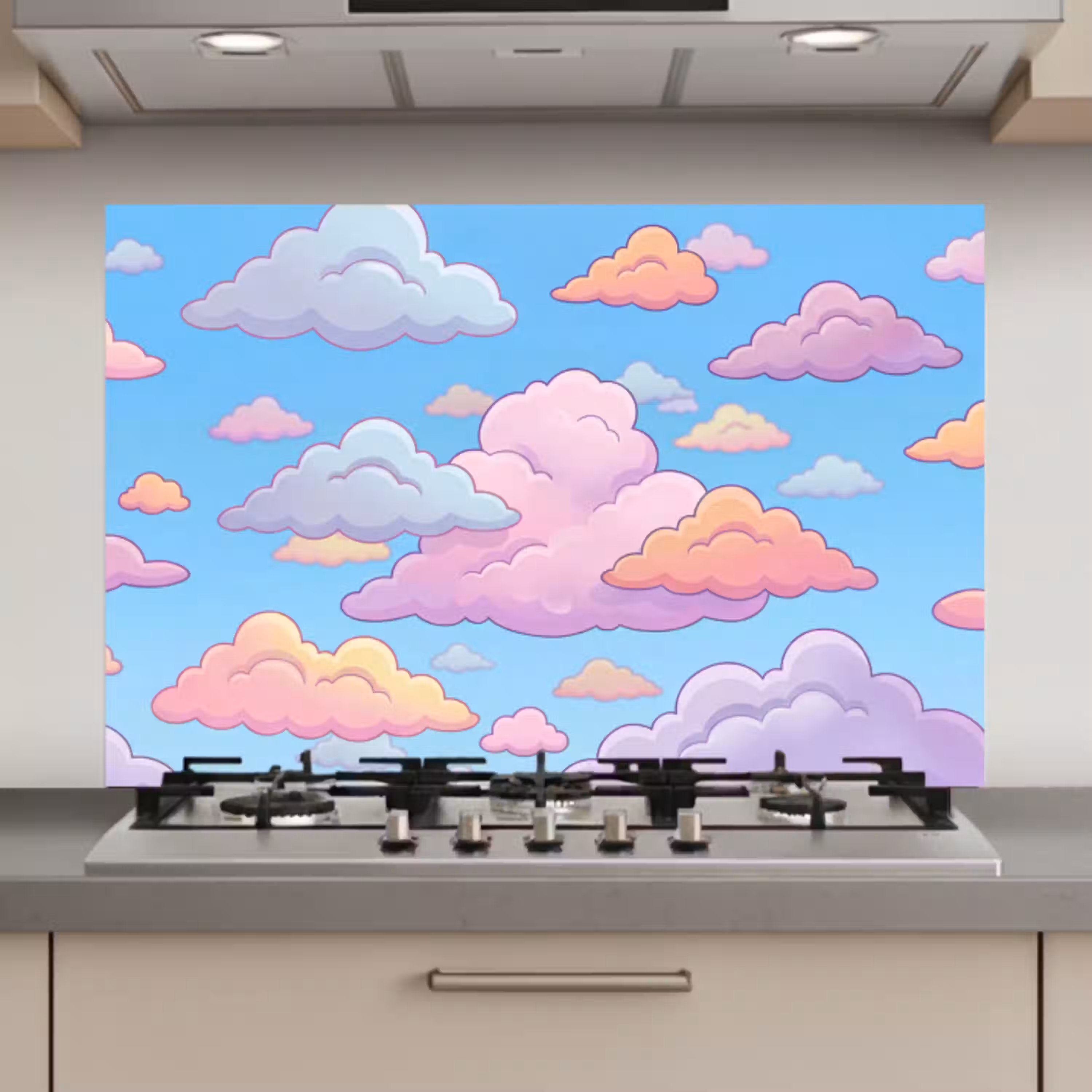 Wolk - Lucht - Natuur - Illustratie - Pastel keuken achterwand spatscherm klein -3d_website