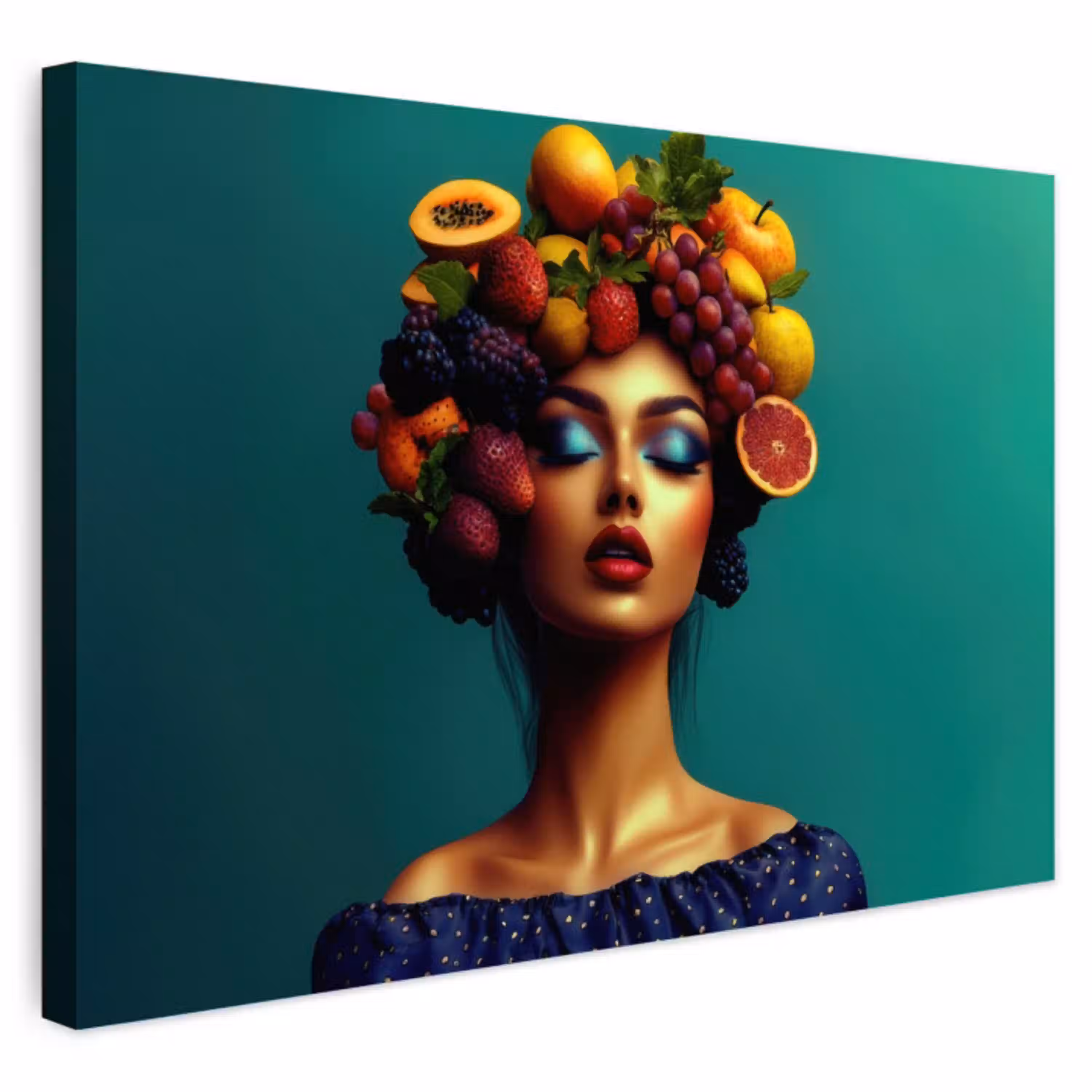Vrouw - Hoodtooi - Tropisch - Fruit - Druiven Tuinposter op houten frame 2 cm dik klein -3d