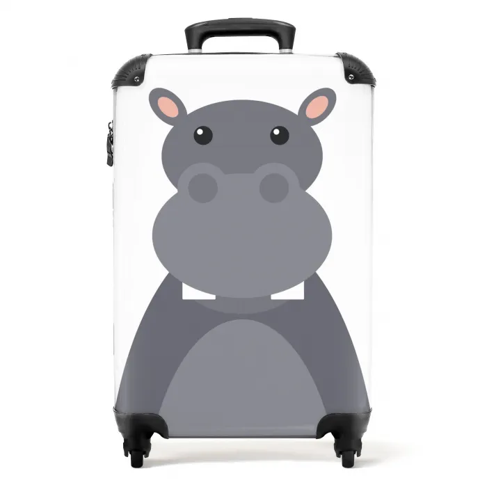 Dierenportret - Nijlpaard - grijs NBS - Handbagage koffer - Unisex middel -productfoto_recht