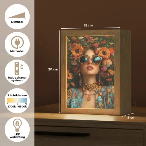 Vrouwen - Bloemen - Modern - Bril - Abstract Light Box met kabel (Tafellamp) klein -USP_NL