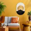 Bergsilhouetten - Gouden cirkel - Beige Wandcirkel Ovaal Forex klein -sfeer4