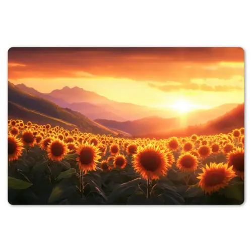Zonnebloemen - Zonsondergang - Landschap Placemat vinyl groot -zzsfeer1_Kitchenyeah-website