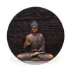Boeddha - Buddha beeld - Bruin - Spiritueel - Meditatie Wandcirkel aluminium klein -3d