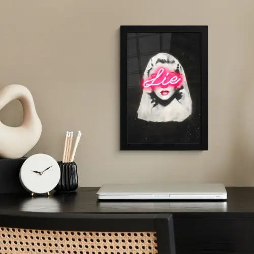Neon - Letters - Vintage - Vrouw fotolijst zwart zonder passe partout klein -sfeer1