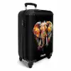 Olifant versierd met kleurrijke spetters Koffer - NBS - Handbagage middel -productfoto_3d