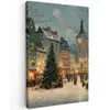 Kerstsfeer - Stadsplein - Kleurrijk Tuinposter op houten frame 2 cm dik klein -3d
