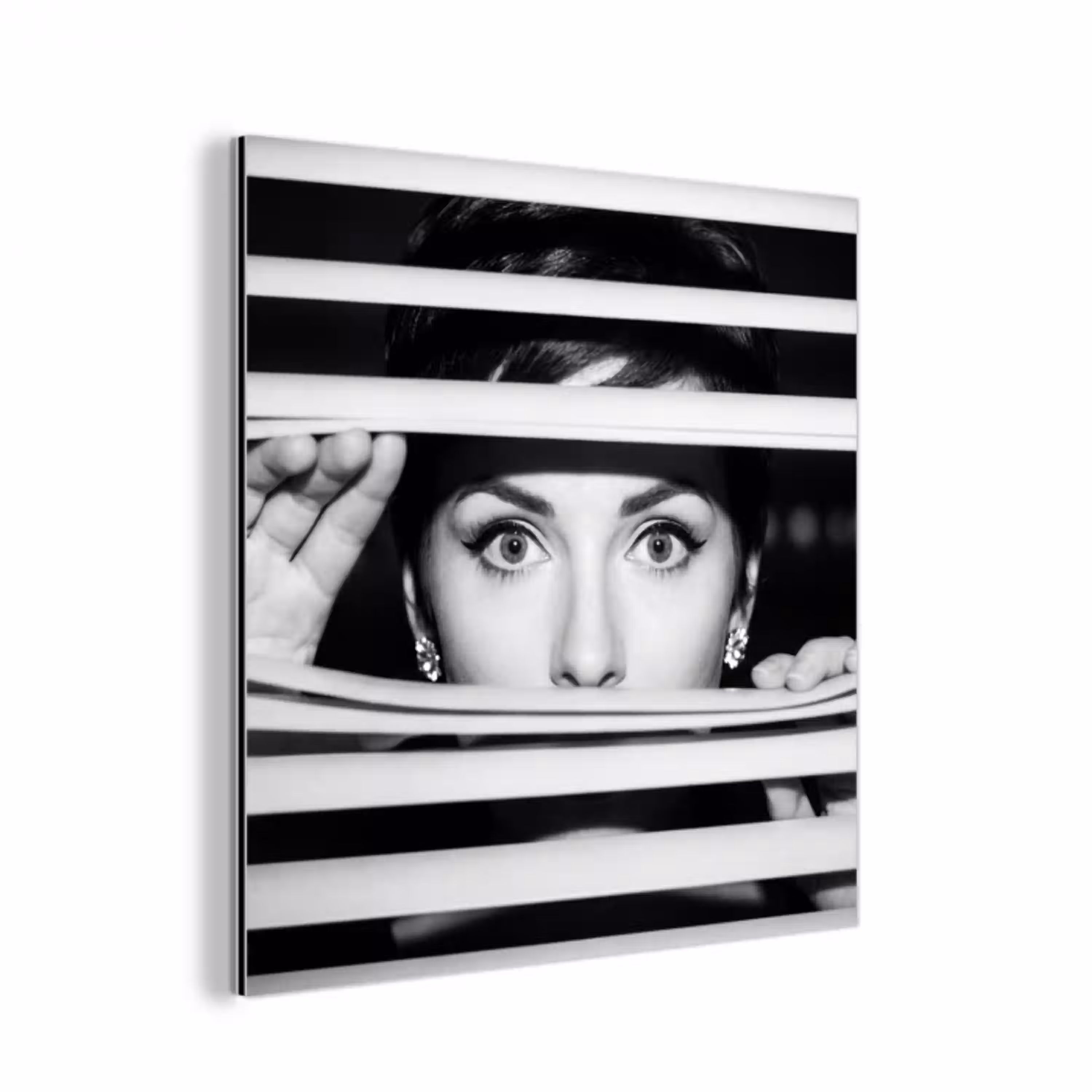 Vrouw - Jaloezieën - Portret - Zwart-wit aluminium wit klein -3d