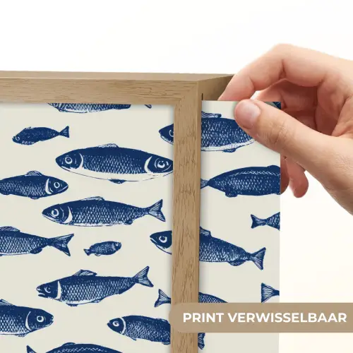 Vissen - Patroon - Blauw - Wit Light Box met batterij (Wandlamp) middel 907 -USP_websiteprintNL