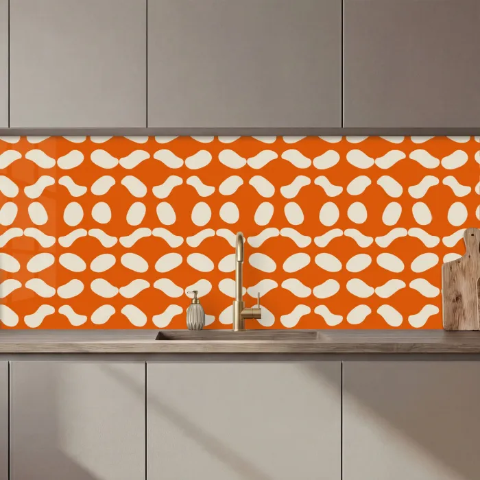Oranje - Organische vormen - Wit keuken achterwand 2 middel 871 zz_3dshopping