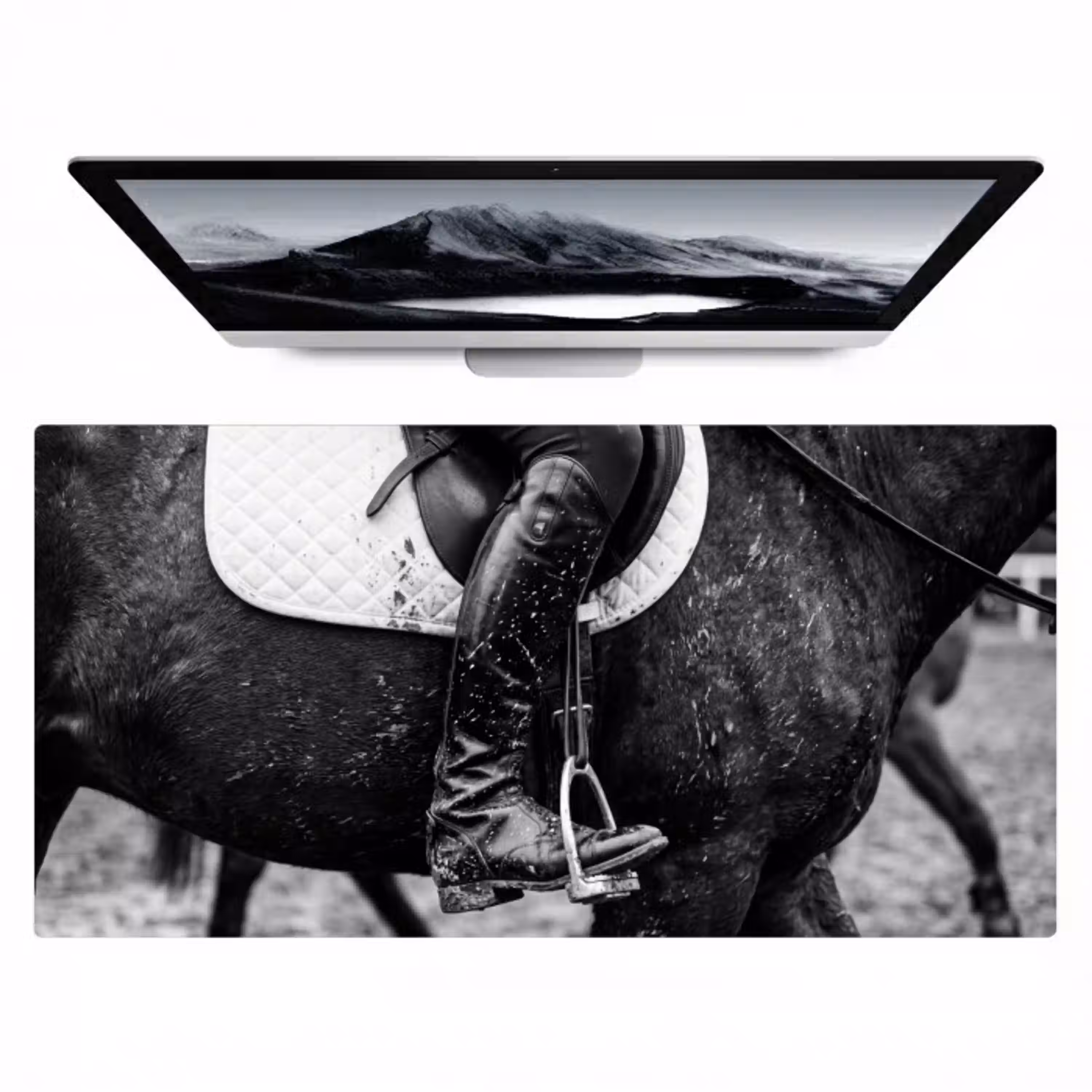 Paard - Sport - Zwart - Wit Muismat XXL klein -zzz3d