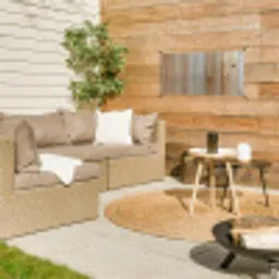 Hout - Planken - Licht tuinposter los doek klein -sfeer4