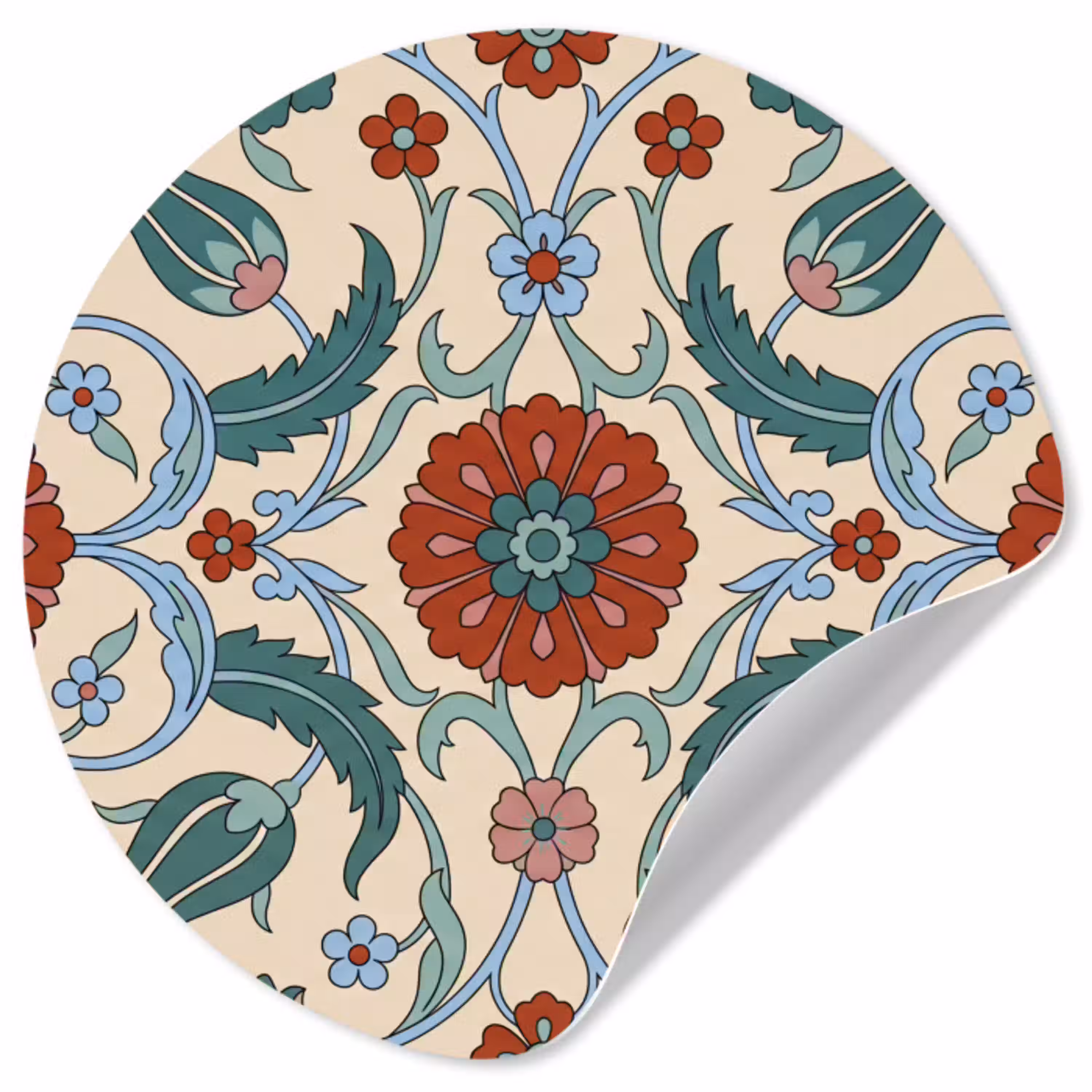 Bloemen - Patroon - Klassiek - Decoratie - Kleurrijk Wandcirkel behangsticker klein -3d