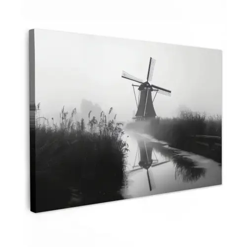 Molen - Weerspiegeling - Landschap - Water canvas 2cm klein -z3d