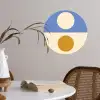 Cirkels - Symmetrisch - Wit - Blauw- Geel Wandcirkel behangsticker klein -sfeer3