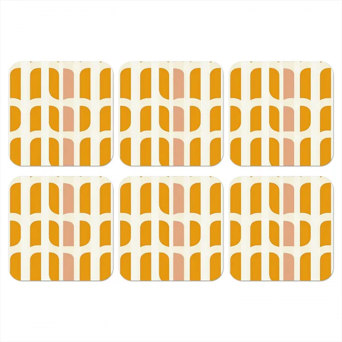 Geometrisch - Patroon - Geel - Roze onderzetter kurk middel 366 -3d
