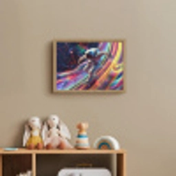Astronaut - Ruimte - Skateboard - Kleurrijk Light Box met batterij (Wandlamp kind) middel -sfeer2_kind
