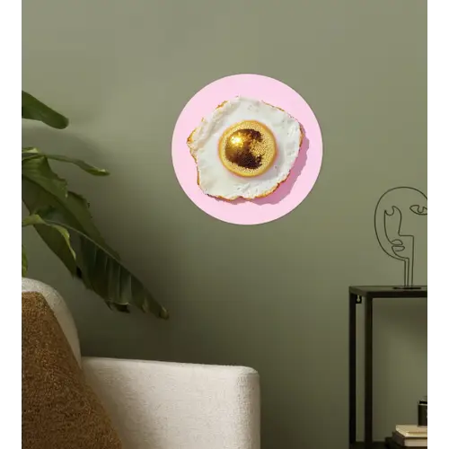 Ei - Disco - Ontbijt - Glitter Wandcirkel behangsticker klein -sfeer2
