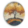 Boom - Natuur - Goud - Modern Akoestische PET Vilt - Rond klein -3d