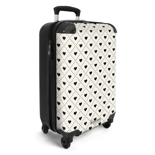 Valentijn hartjes ruitpatroon zwart wit NBS - Handbagage koffer - Kinderen Unisex middel -productfoto_3d