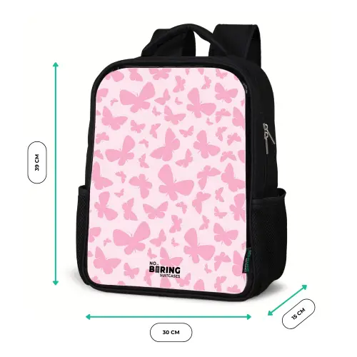Roze vlinders Rugzak - Zwart middel -productfoto_formaten