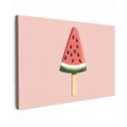 Watermeloen - Ijsje - Pitjes - Rood Tuinposter op houten frame 2 cm dik klein -3d