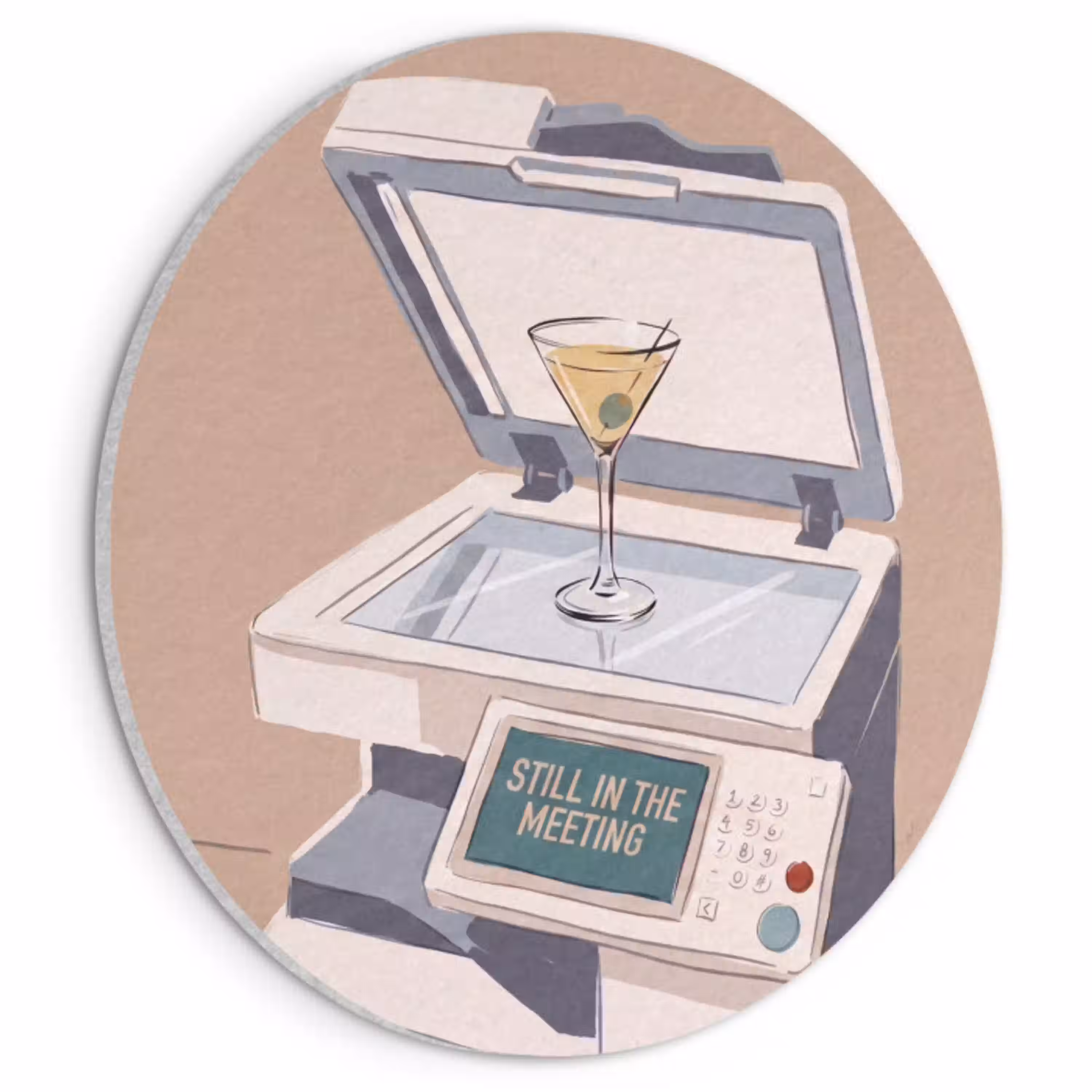 Kantoor - Drank - Humor - Illustratie Akoestische PET Vilt - Rond klein -3d