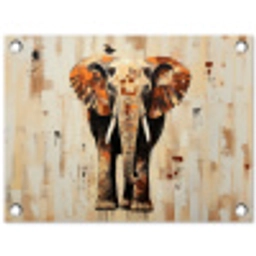 Olifant - Slurf - Mozaïek - Abstract tuinposter los doek klein -3d