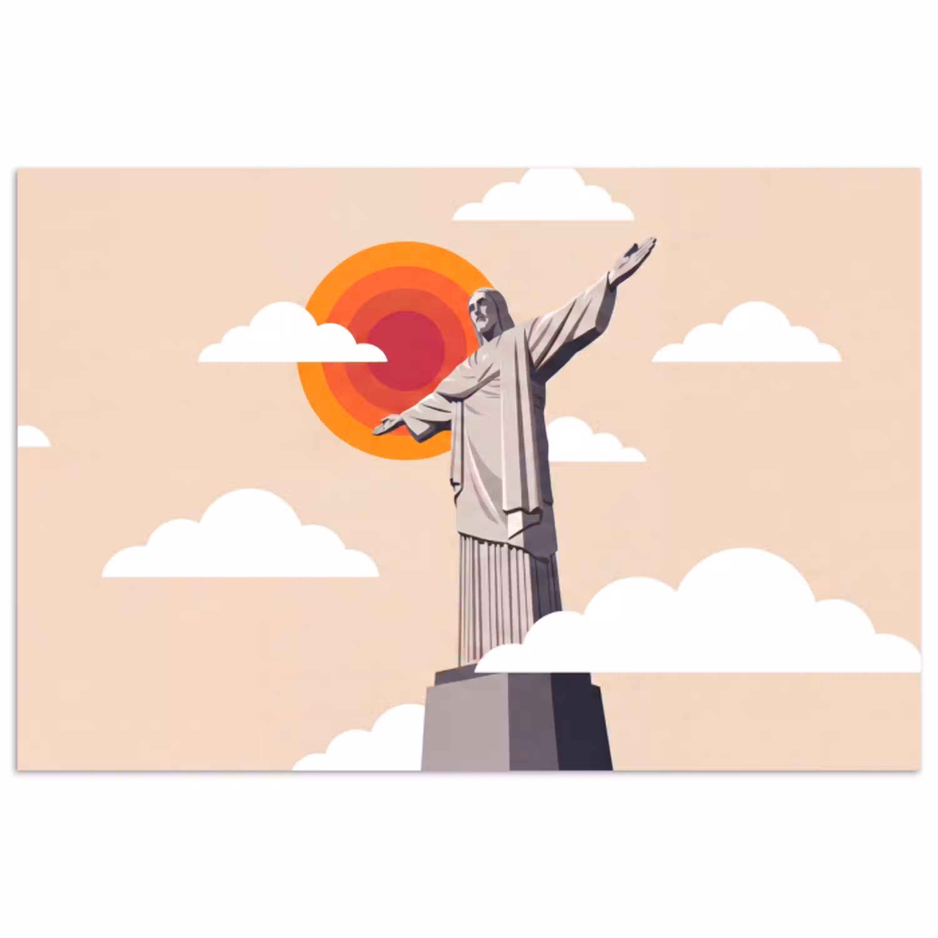 Monument - Stad - Zonsondergang - Minimalistisch - Oranje poster papier klein -3d