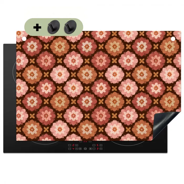 Geometrisch - Bloemen - Kleurrijk Inductie beschemer met haakjes klein 777 -3d