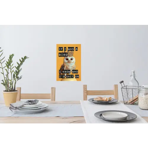 Geel - Uil - Vogel - Decoratie Muursticker klein -eettafel