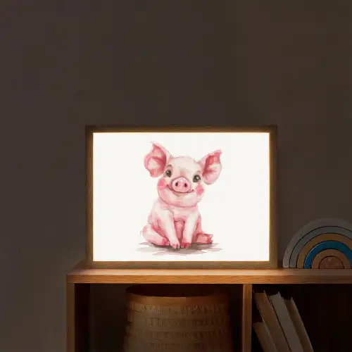 Varken - Roze - Baby dier - Boerderij dieren Light Box met batterij (Wandlamp kind) middel -sfeer1_kind