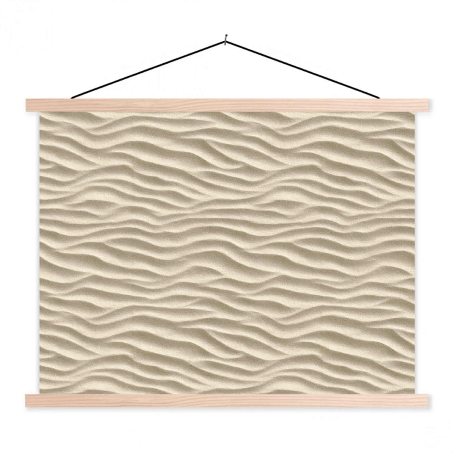 Zand - Golven - Beige textielposter latten blank klein 122 -3d